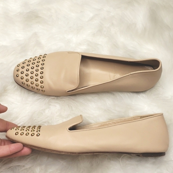 J.crew Darby Leather & Gold Studded Cap Toe Loafers  Flats 8.5 - Picture 7 of 9